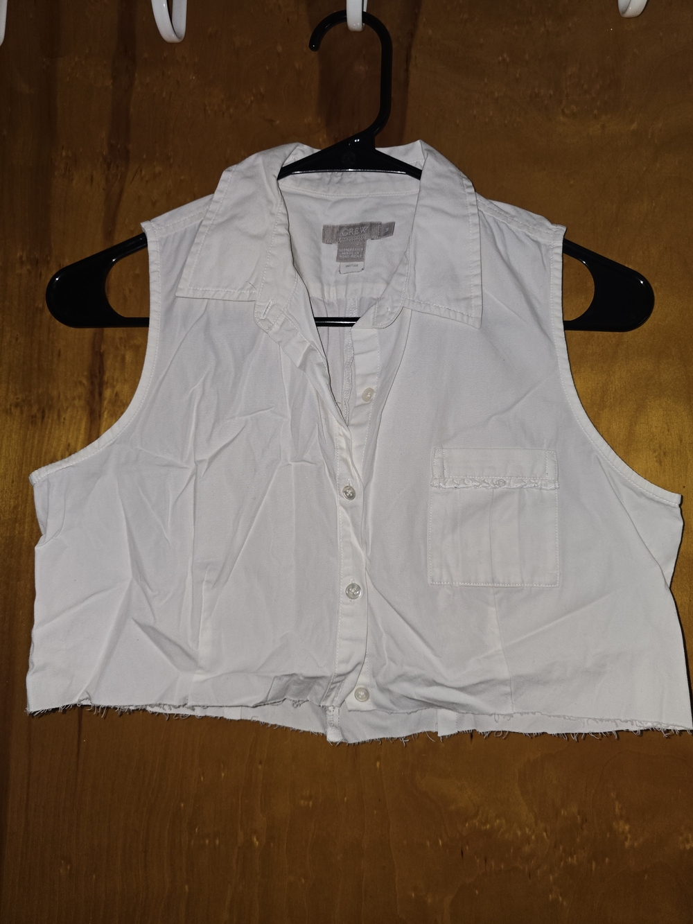 J. Crew White Sleeveless Button-Front Crop Top